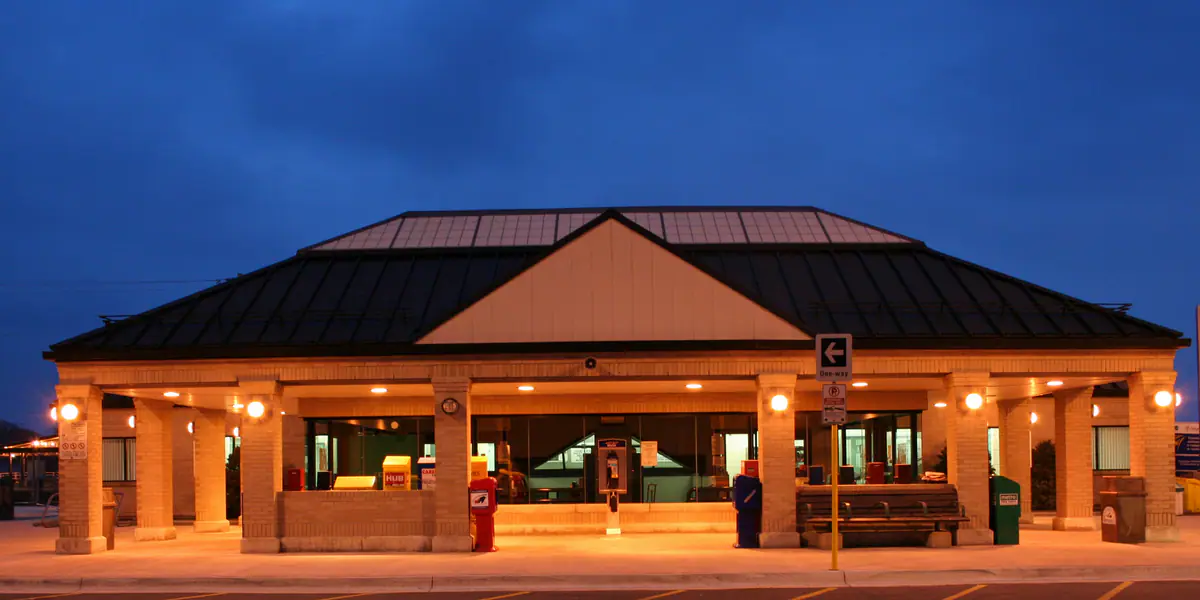 Aldershot GO Station in Burlington at dusk
