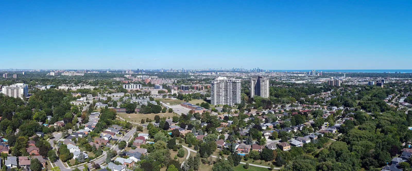 Aerial view of the Applewood neighbourhood in Mississauga