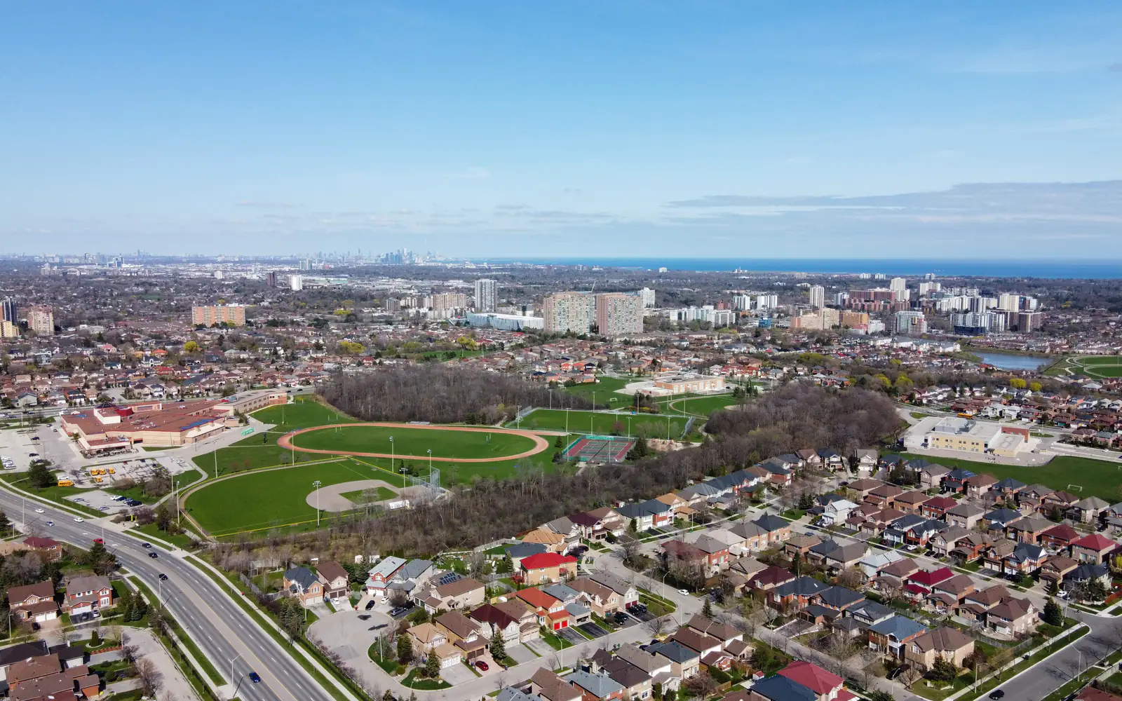 Aerial view of Cooksville in central Mississauga