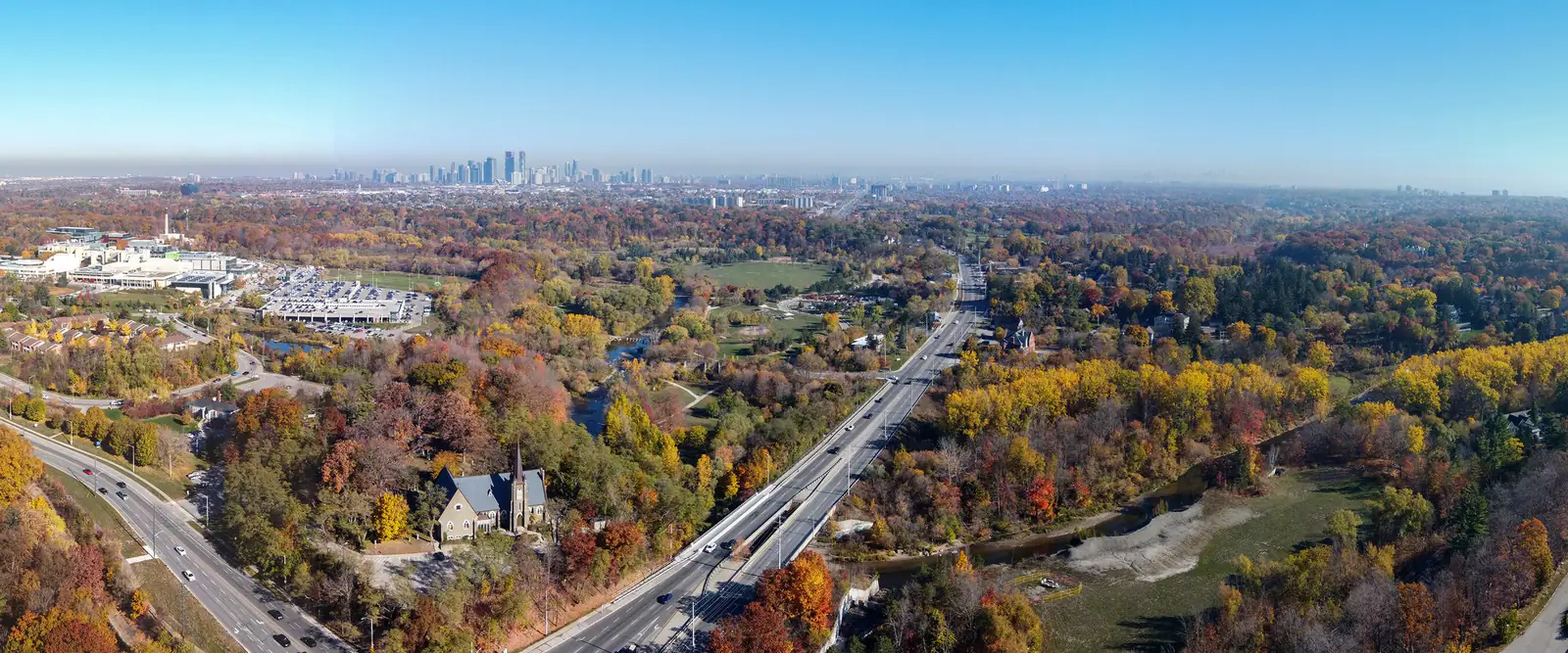 Autumn panorama of Erindale and the Credit River valley in Mississauga