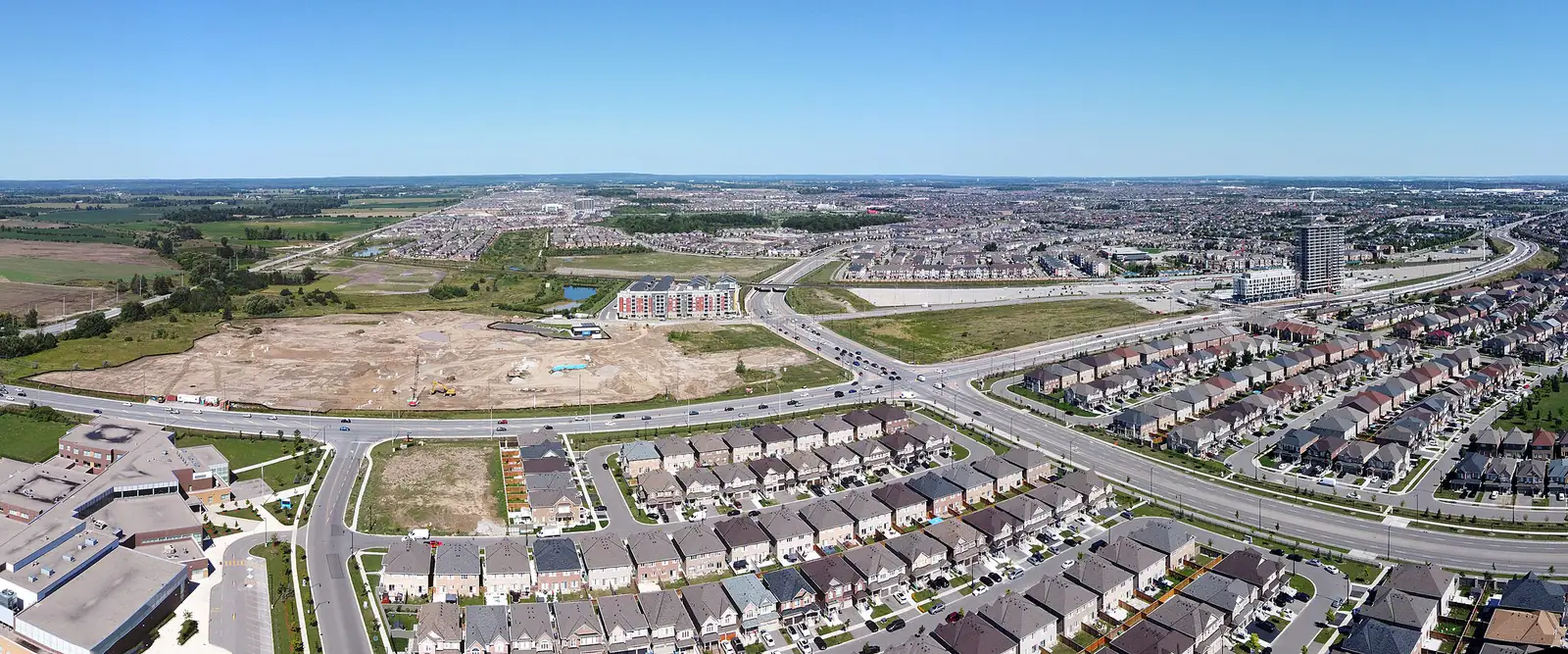 Aerial panorama of Mount Pleasant in northwest Brampton