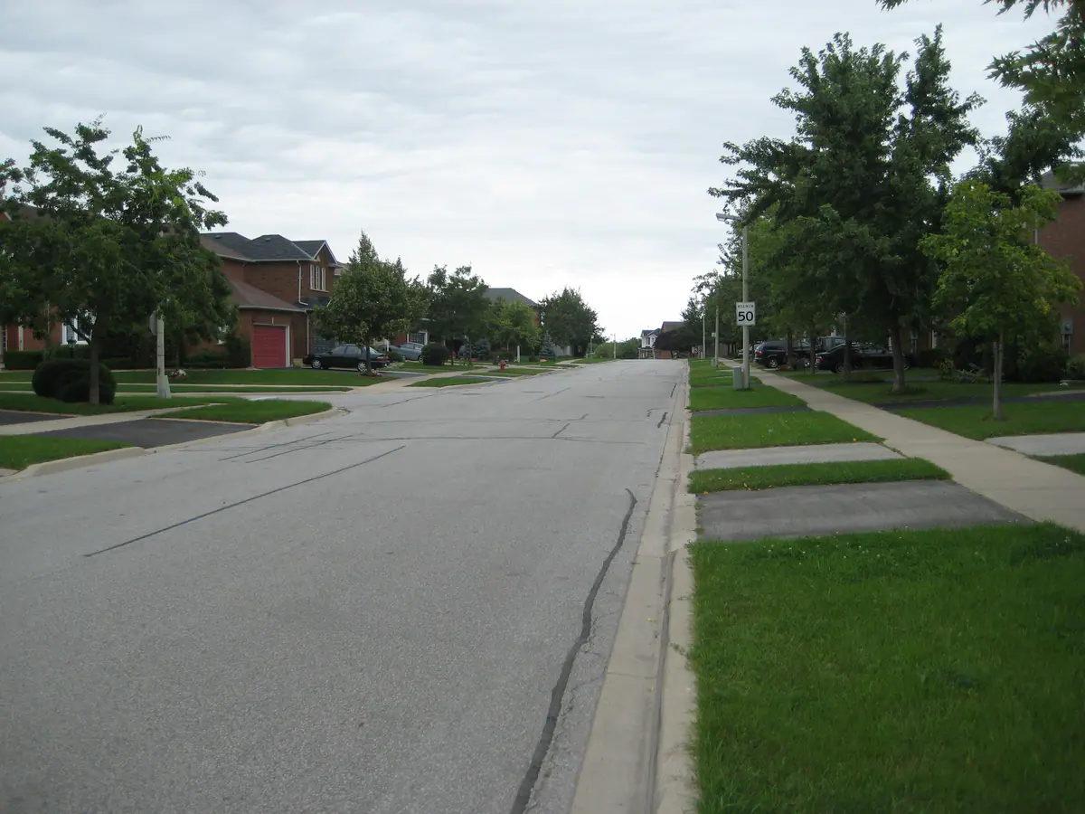 Tree-lined residential street in north Oakville