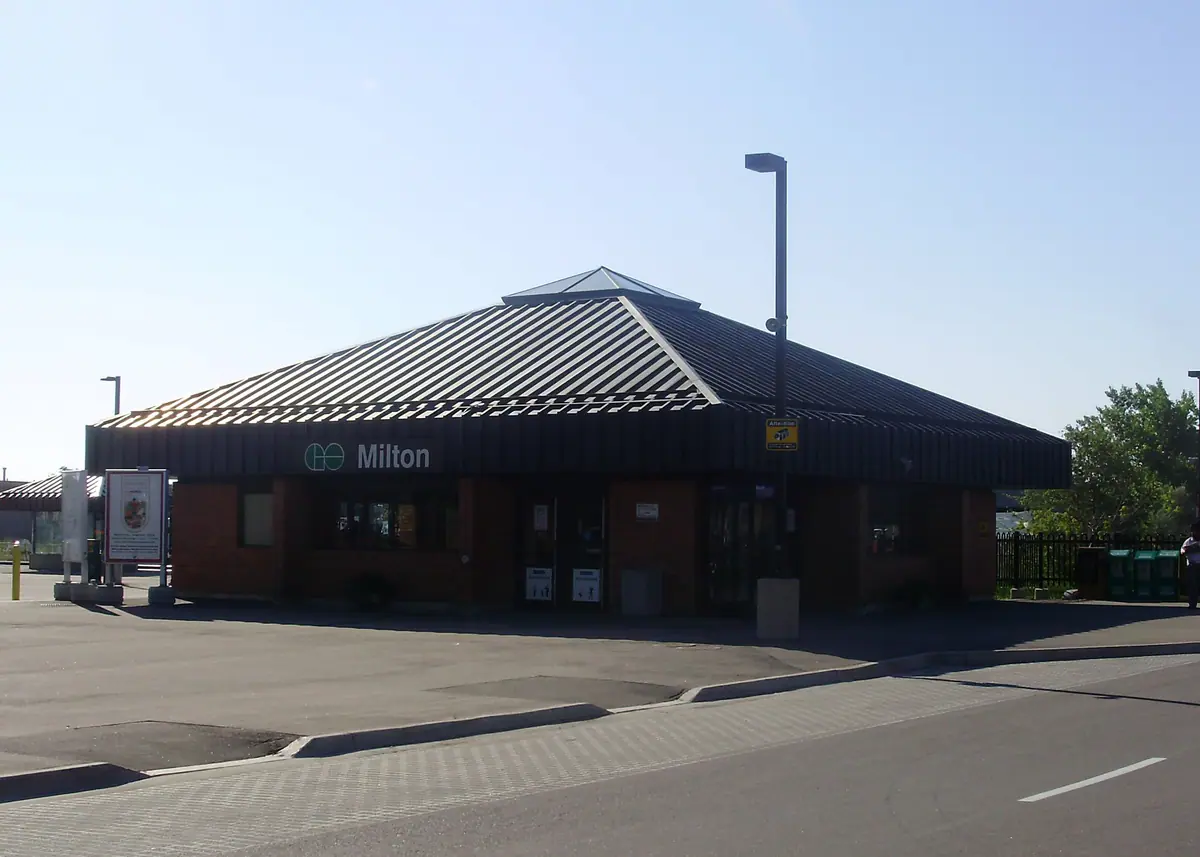 Milton GO Station on Main Street East, at the edge of Timberlea